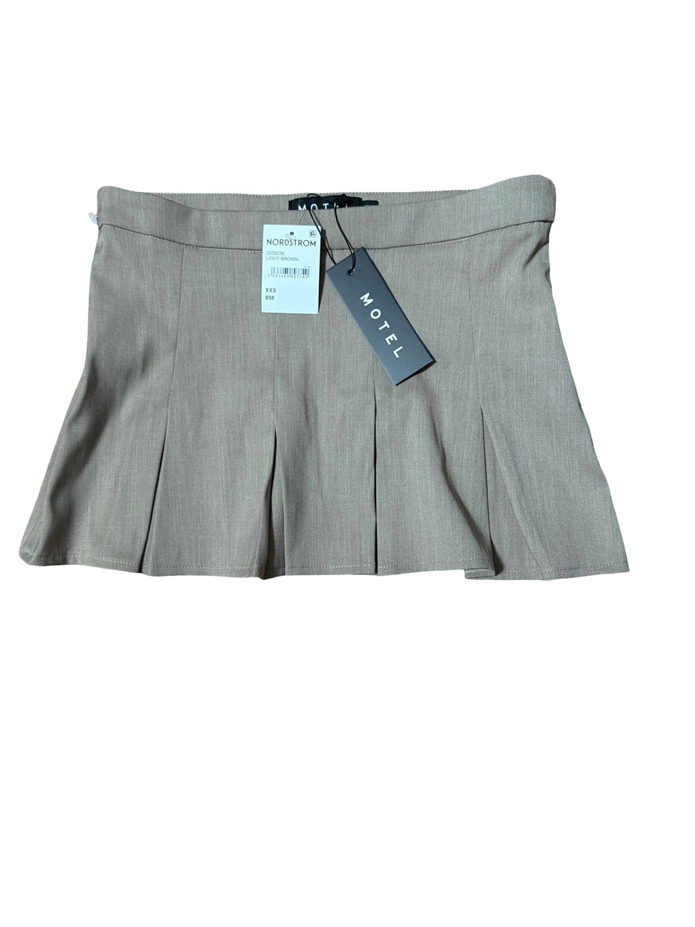 Motel Rocks Taupe Pleated Skater Mini Skirt
